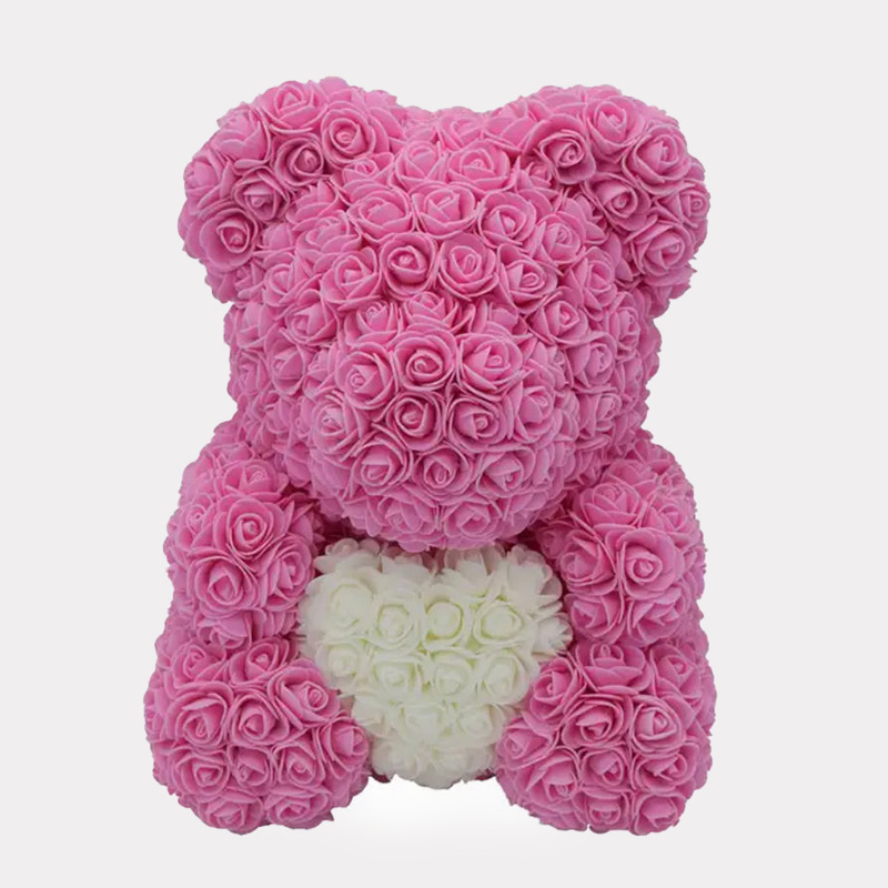 Rosen Teddybaer rosa mit weissemHerz 35cm Rosen Teddybaer rosa mit weissemHerz 35cm